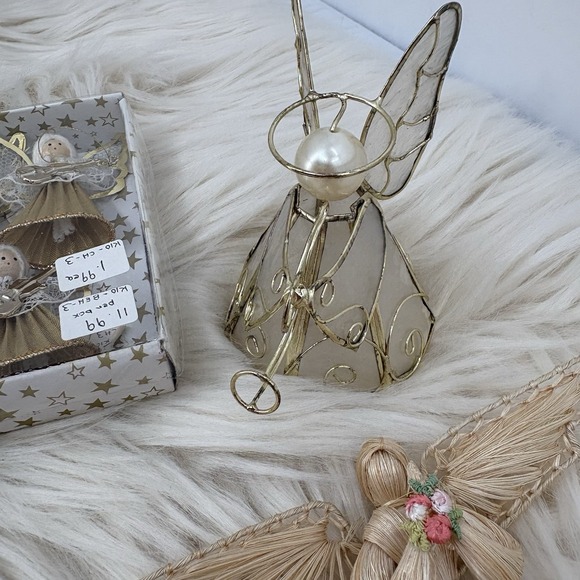 Vtg Lot Capitz Angel Ornaments Christmas Lightweight Music Horn Tambourine - Picture 5 of 9